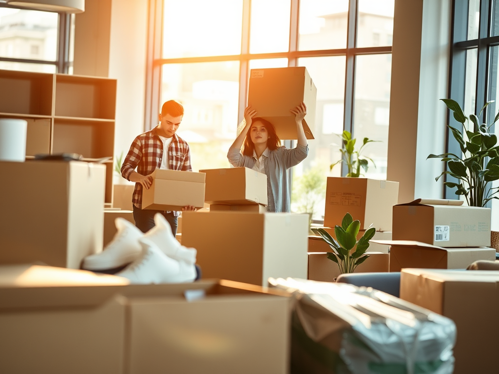 People packing boxes during a workplace move